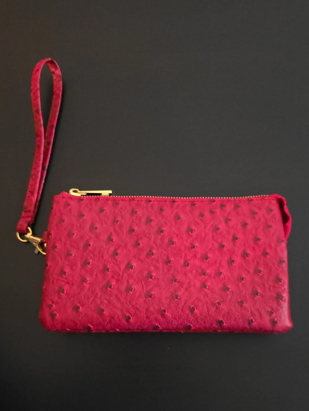 Humble Chic Vegan Leather Faux Ostrich Convertible Crossbody/Wristlet Strap